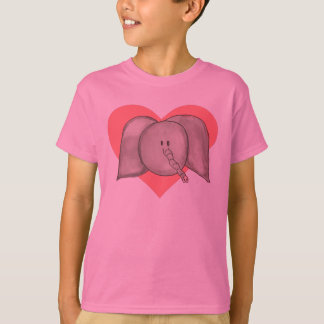 T-shirt O coração bonito do elefante dos desenhos animados