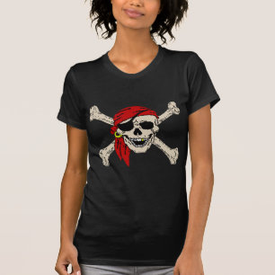 T-shirt O crânio alegre do pirata de Roger desossa o