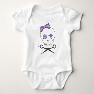 T-shirt O crânio do cabeleireiro & Scissor Crossbones -