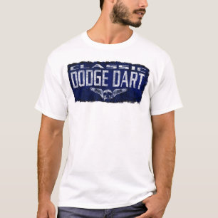 T-shirt O crânio voado do dardo de Dodge clássico azul