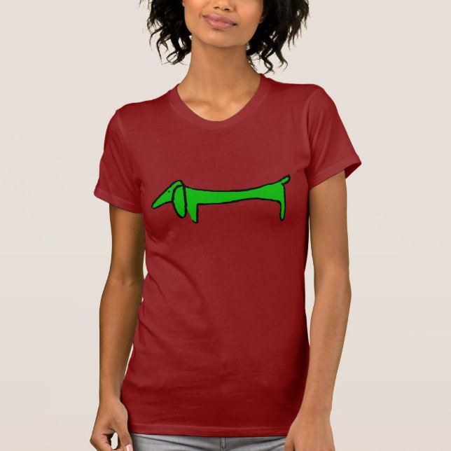 T-shirt O Dachshund Em Verde (Frente)