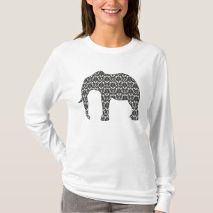 T-shirt O Damasco Elefante Teste padrão Parte superior da