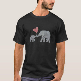 T-shirt O elefante abraça a mamã e o bebê cinzentos com