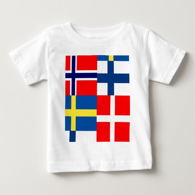 T-shirt O escandinavo embandeira o quarteto (Frente)