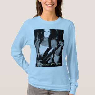 T-shirt o frag marrom para fora coube a luva longa T macio