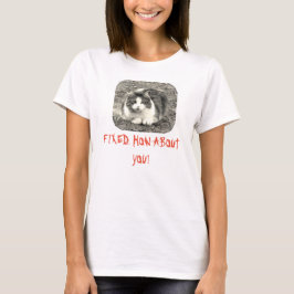 T-shirt O gato louco das mulheres FIXADO como sobre você