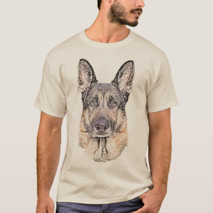 T-shirt O german shepherd esboçou a arte do cão