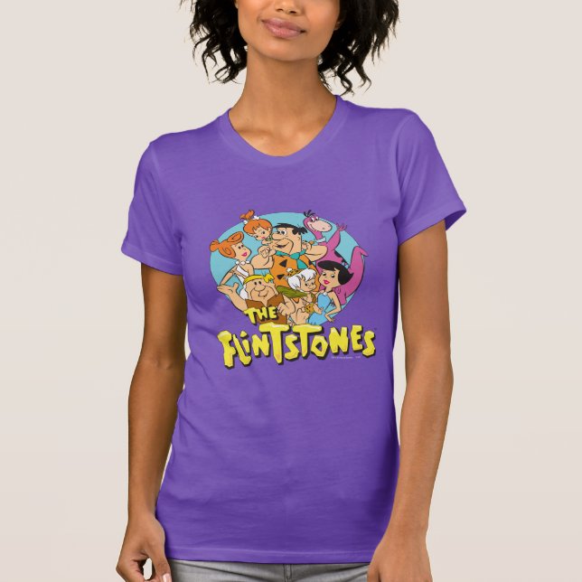 T-shirt O Gráfico da Família Flintstones e Rubbles (Frente)