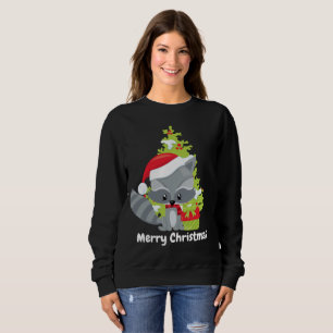 T-shirt O guaxinim do Natal adiciona a camisola da