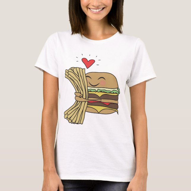 T-shirt O hamburguer ama fritadas (Frente)
