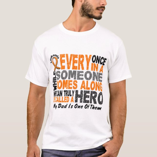 T-shirt O HERÓI da leucemia VEM AVANTE 1 pai (Frente)