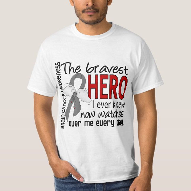 T-shirt O herói o mais bravo eu conheci nunca o cancro (Frente)