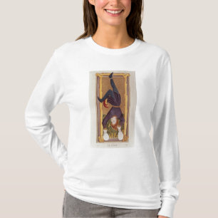 T-shirt O homem pendurado, cartão de tarot, francês