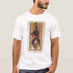 T-shirt O homem pendurado, cartão de tarot, francês