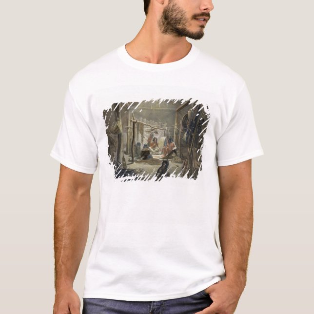 T-shirt O interior de uma cabana de um chefe de Mandan, (Frente)