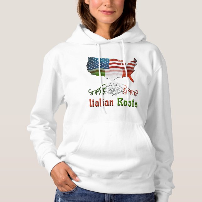 T-shirt O italiano enraíza o Hoodie americano do mapa (Frente)