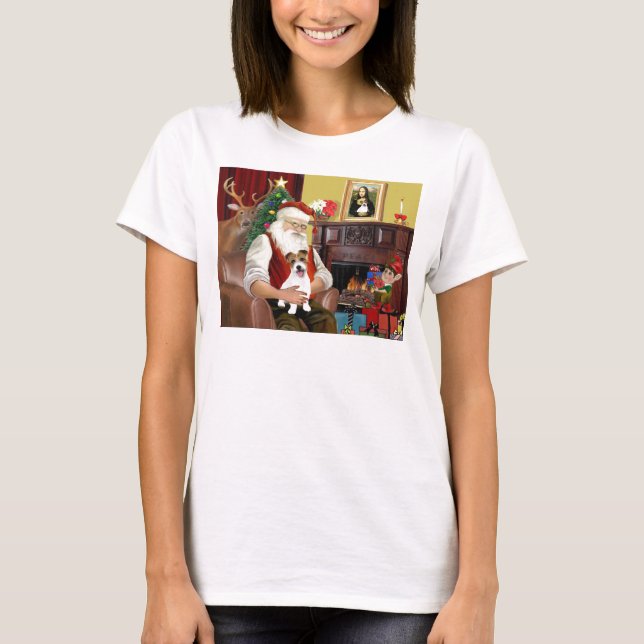 T-shirt O Jack Russell Terrier de Papai Noel (Frente)