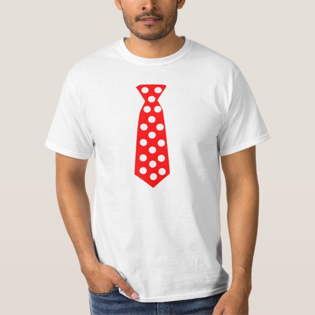 T-shirt O laço vermelho e branco grande das bolinhas. Pop (Frente)