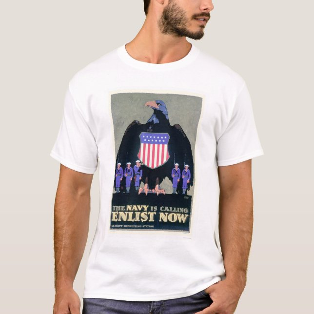 T-shirt O marinho está chamando - recrute agora (US02291A) (Frente)