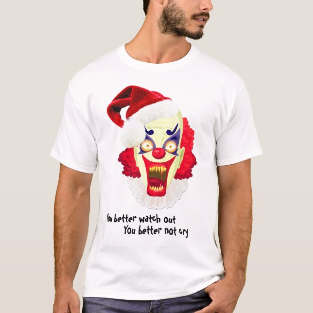 T-shirt o mau clowns tshirt mau do papai noel (Frente)