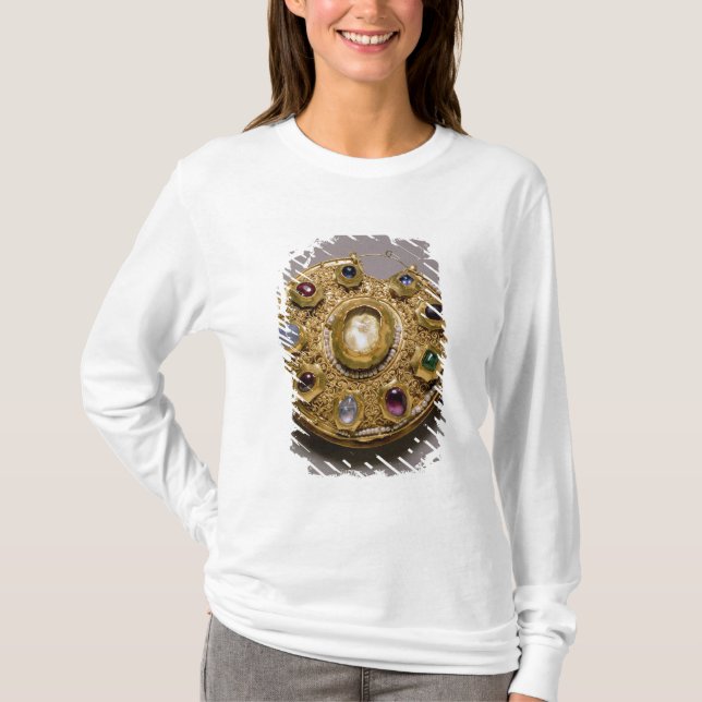 T-shirt O medalhão de Kolt, ouro ajustou-se com pérolas e (Frente)