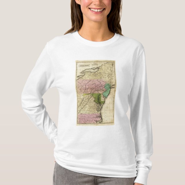 T-shirt O meio indica o mapa de Olney (Frente)