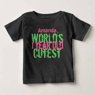 T-shirt O melhor do mundo de um ano verde-rosa