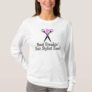 T-shirt O melhor preto do rosa do cabeleireiro de Freakin
