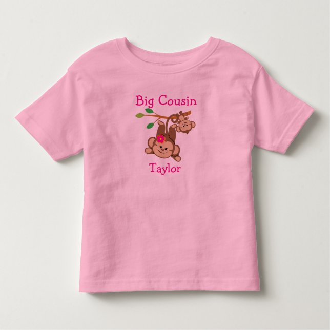 T-shirt O menino personalizado, menina Monkeys o primo (Frente)