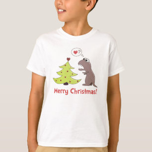 T-shirt O Natal bonito do dinossauro dos desenhos animados