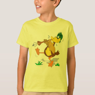T-shirt O pato dos desenhos animados que joga Zurna caçoa