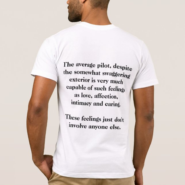 T-shirt O piloto médio, apesar um tanto do swaggering (Verso)
