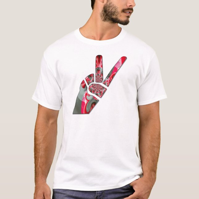 T-shirt O poder na palma: a saluta de dois dedos (Frente)