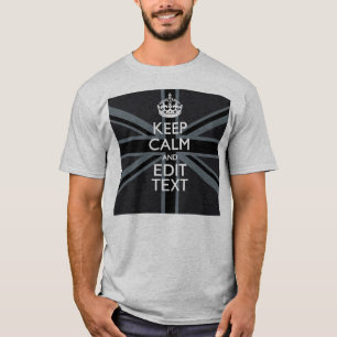 T-shirt O preto preto corajoso mantem a calma seu texto