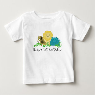 T-shirt O primeiro aniversario do bebê dos animais do