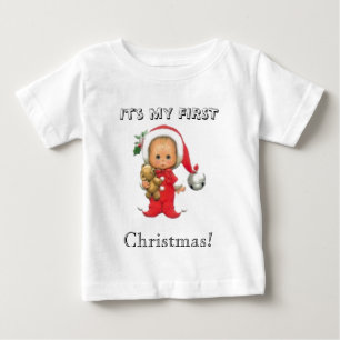 T-shirt O primeiro Natal do bebê é meu primeiro Natal