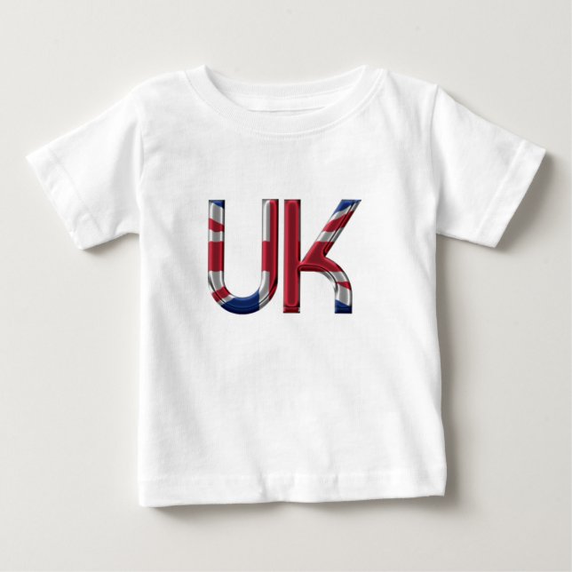 T-shirt O Reino Unido Jack British Flag Typoographic Elega (Frente)