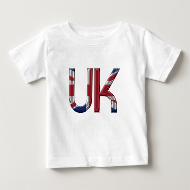 T-shirt O Reino Unido Jack British Flag Typoographic Elega (Frente)