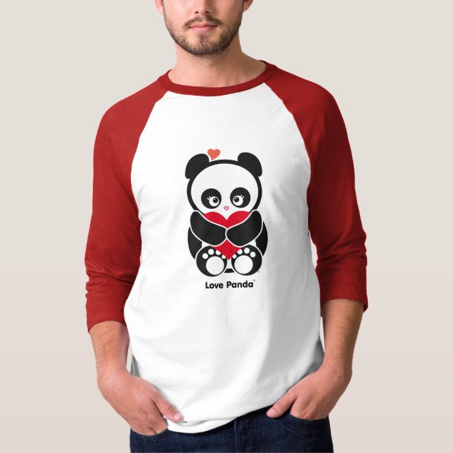 T-shirt O roupa dos homens do Raglan de Panda® do amor (Frente)