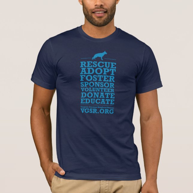 T-shirt O salvamento azul dos homens adota o pastor (Frente)