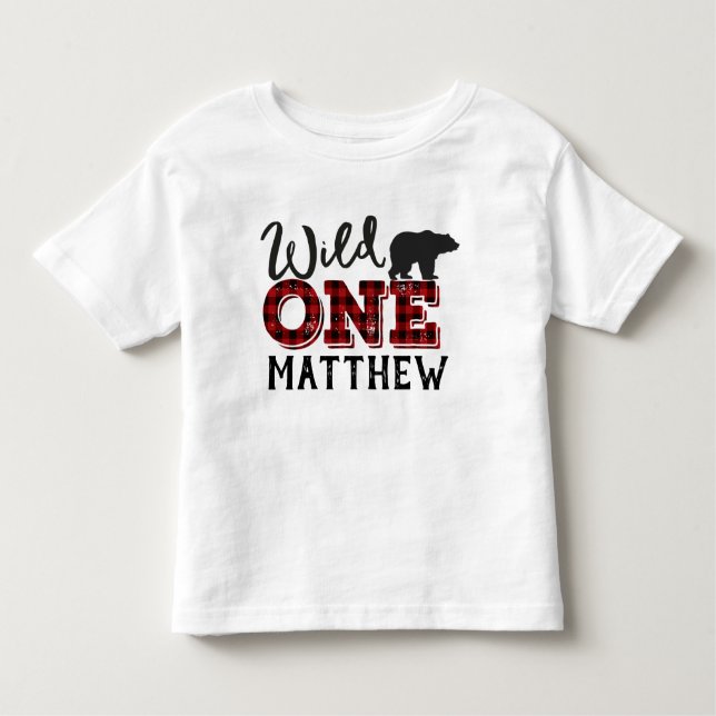 T-shirt o selvagem do urso da flanela do lenhador (Frente)