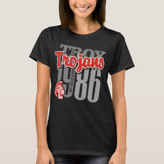 T-shirt O T 1986 escuro da mulher dos Trojan de Troy