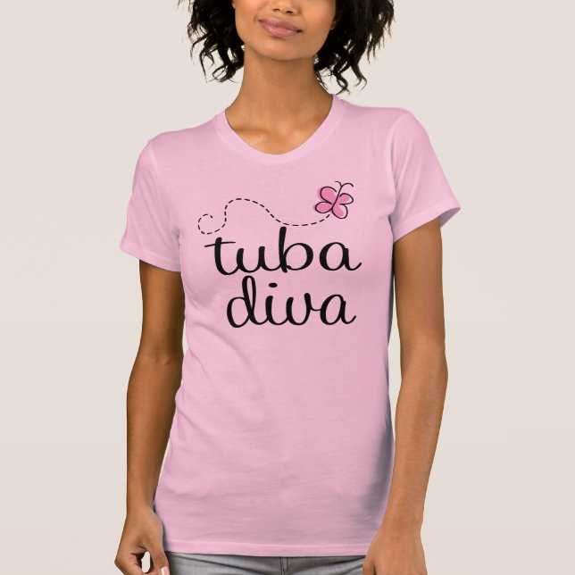 T-shirt O T das mulheres da música da diva da tuba (Frente)