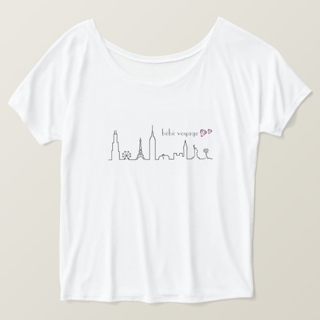 T-shirt O T das mulheres da skyline (Frente do Design)