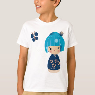 T-shirt O T dos miúdos azuis da objectiva tripla de