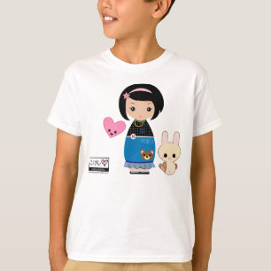 T-shirt O T dos miúdos de Kawaii Kokeshi