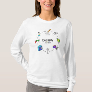 T-shirt O T Longo-Sleeved das mulheres do TRAÇO 008