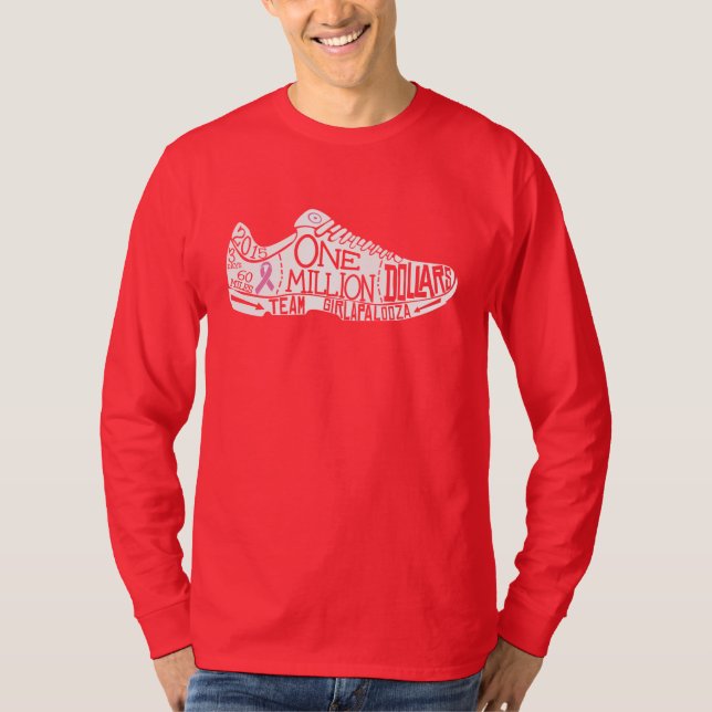 T-shirt O T Longo-Sleeved dos homens (escuro) (Frente)