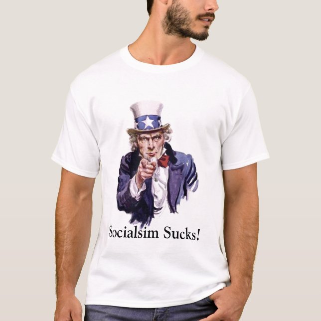 T-shirt o tio Sam, Socialsim suga! (Frente)