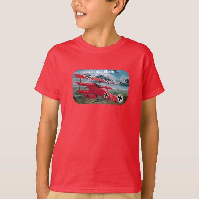 T-shirt O triplane do Fokker do Baron vermelho (Frente)
